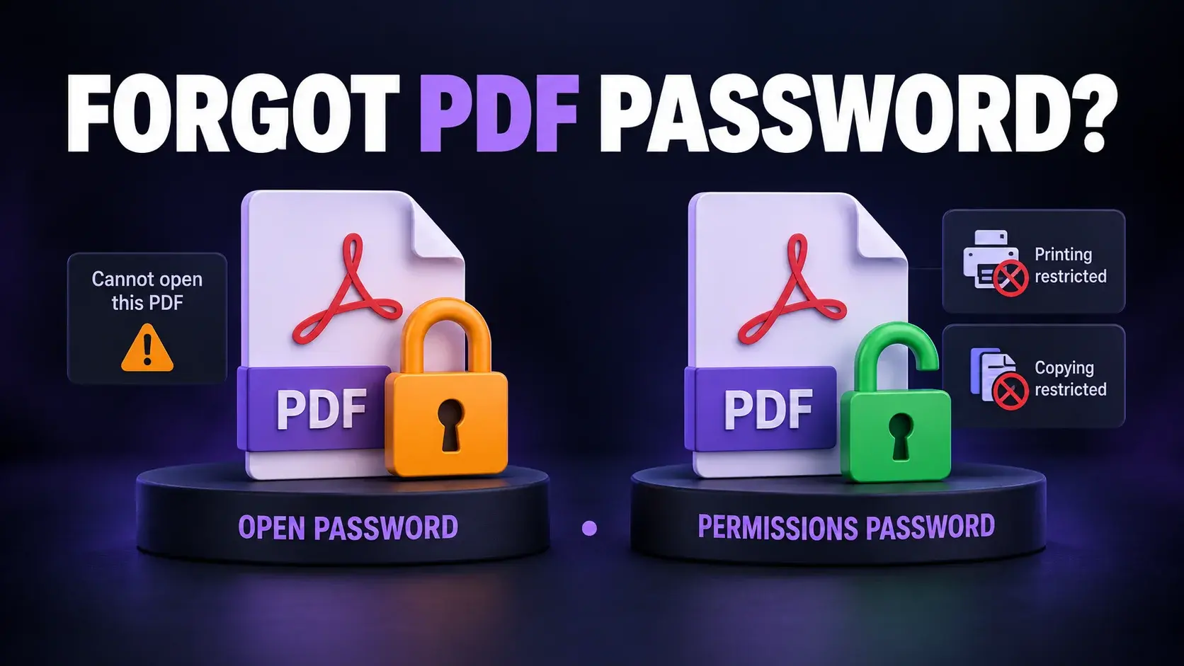Open password and permissions password differences for a locked PDF